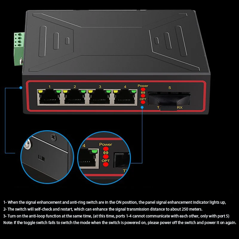 محول موزع إنترنت ذكي إيثرنت ، مفتاح الشبكة المحلية ، شبكة صناعية ، محور RJ45 ، 10 ميغابايت في الثانية ، ، Mbps ، 1f4t-port