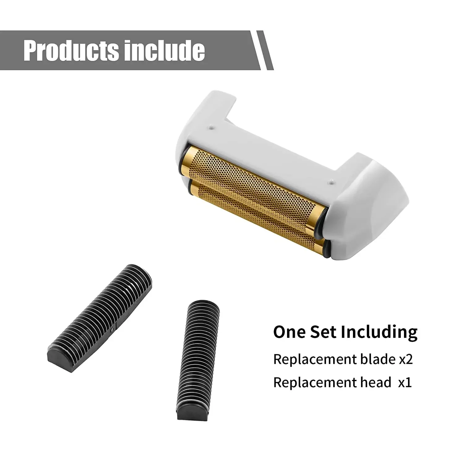 Pro Shaver Replacement Foil and Cutters compatible with Andis 17150(TS-1)/17155/17200 Electric shaver Gold Titanium Cutters