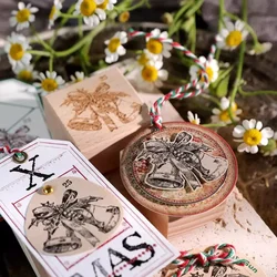 Vintage Christmas Bell Friends Play Wooden Rubber Stamp Set DIY Scrapbooking Photo Album Card Making Wood Seal