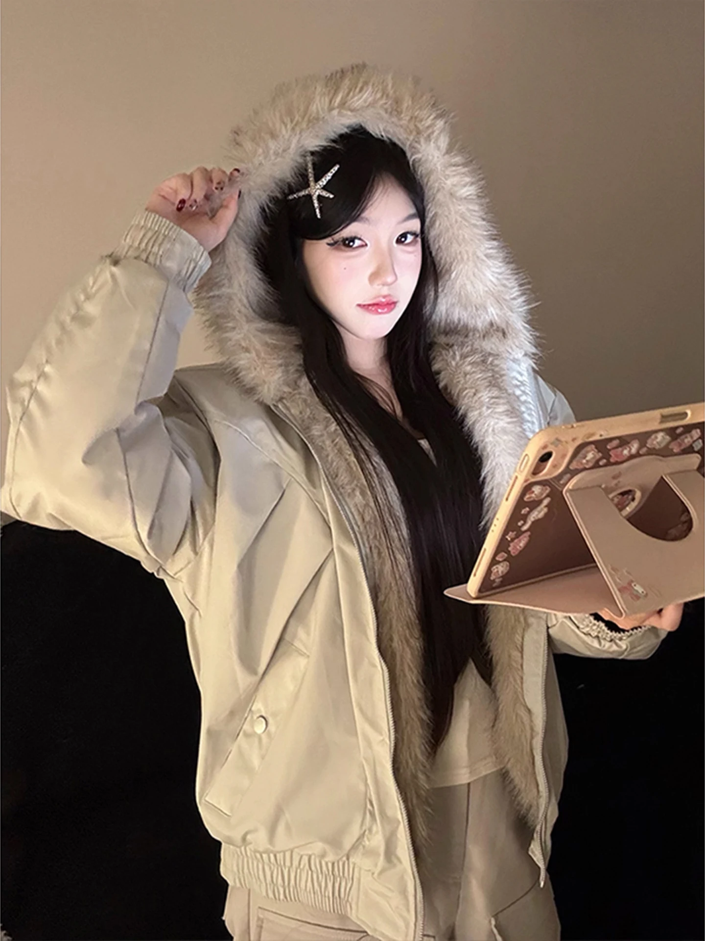 

Cleanfit с капюшоном Thiened, теплое хлопковое пальто для мужчин и женщин, зимнее модное молодежное повседневное длинное пальто на молнии