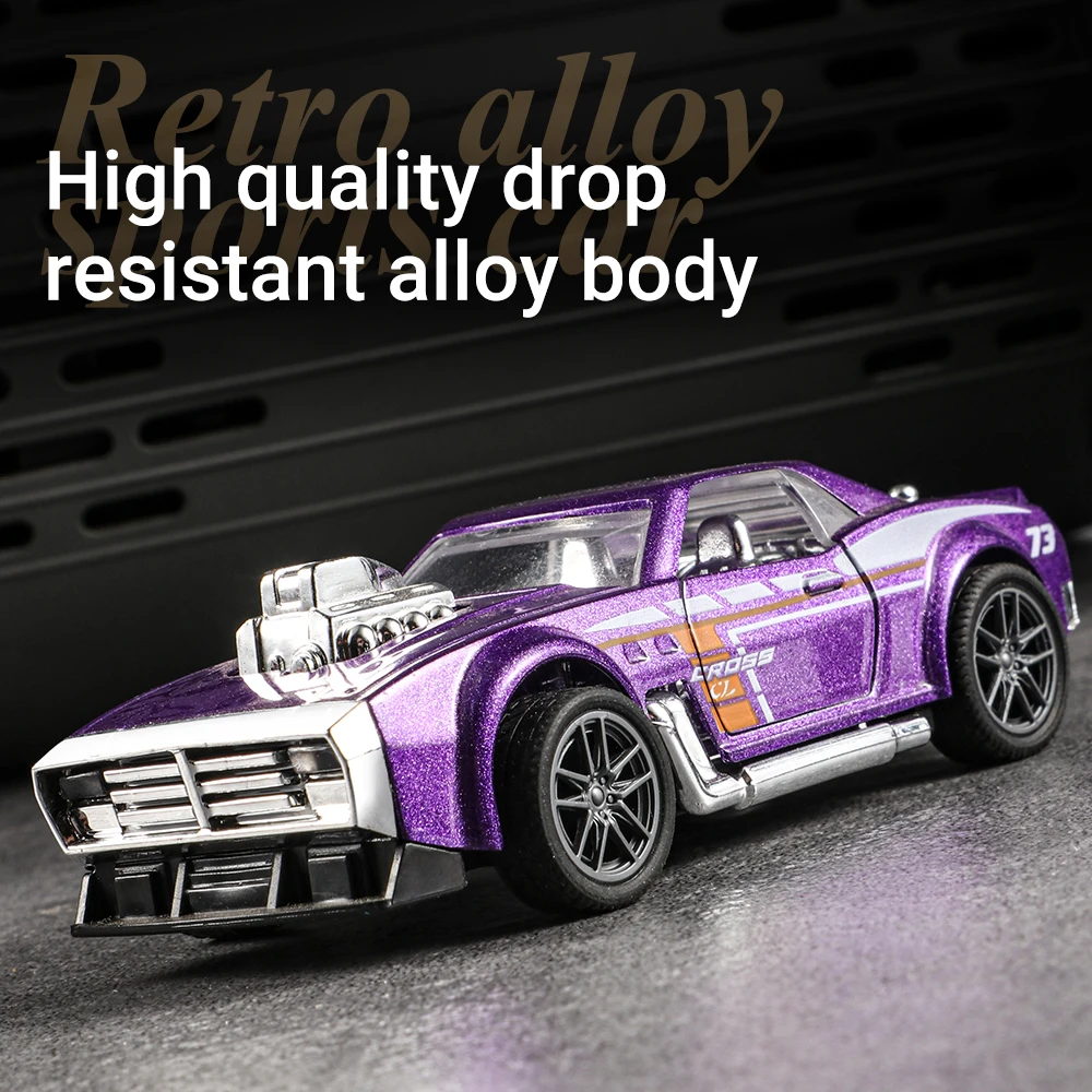 Simulazione 1: 43 Modello di auto in lega modificata vintage Pull-Back apribile Fonde sotto pressione Collezione di giocattoli Decorazione Giocattoli per regalo per bambini