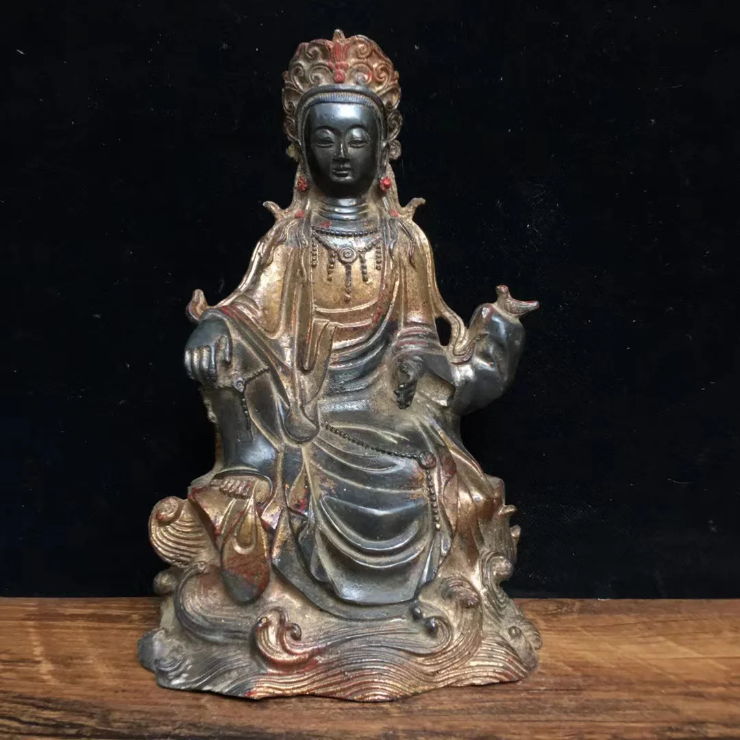 Old copper hand-made Wang Mu niang niang Buddha statue,Engraved inscription,Free shipping