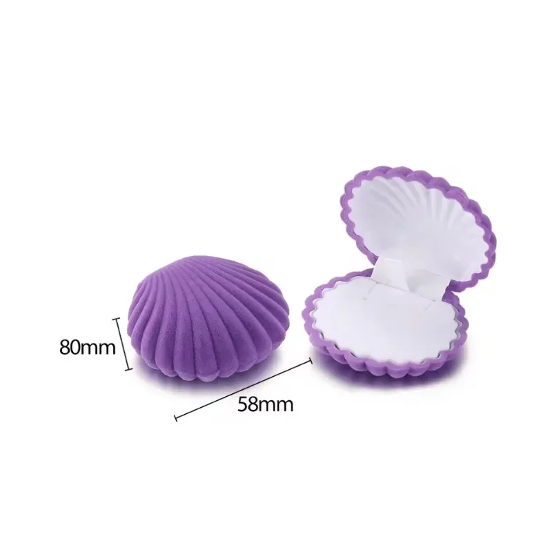 Creative Sweet Shell Shape Gift Box Holder Jewelry Box Velvet Wedding Engagement Ring Box For Earrings Necklace Bracelet Display
