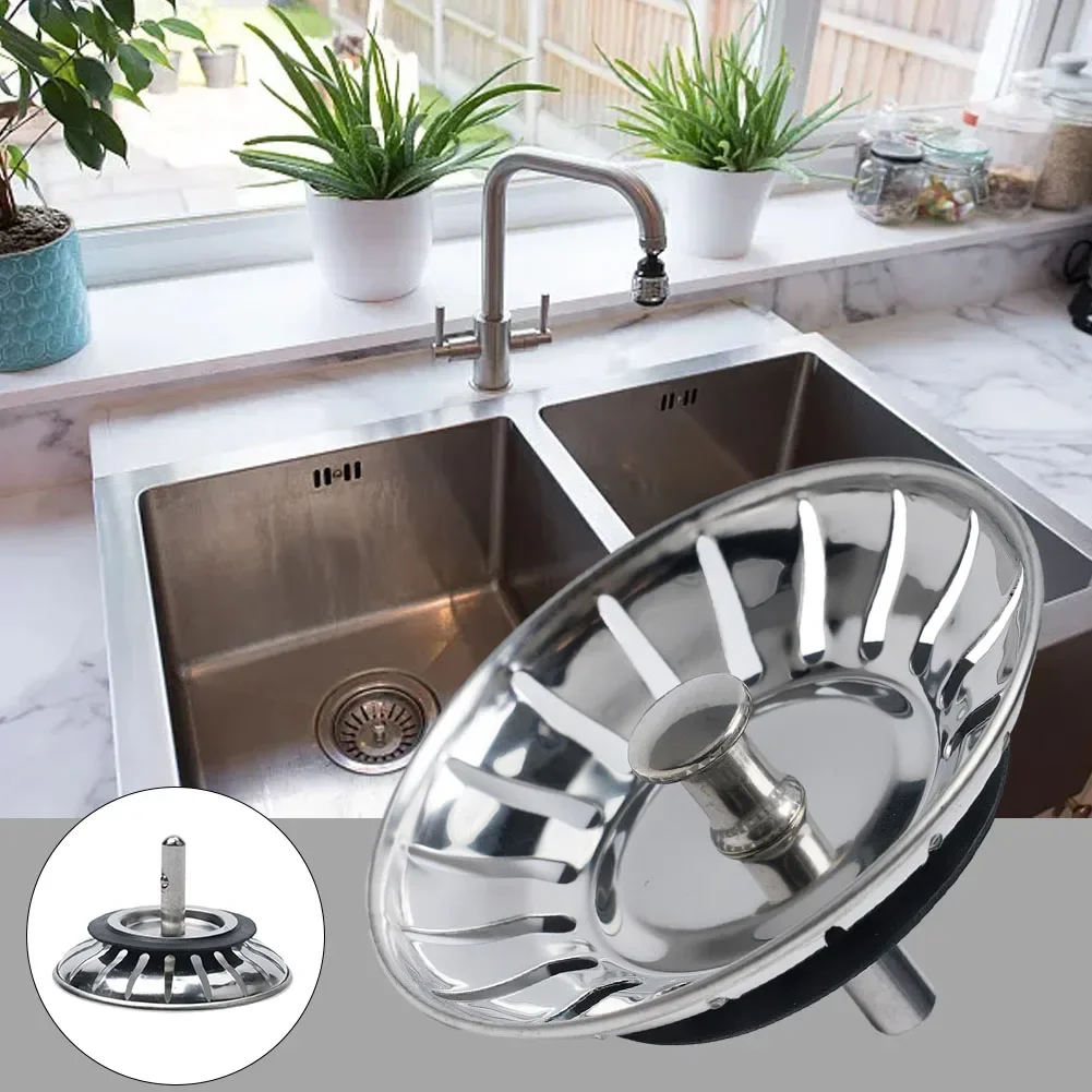 Colador de fregadero de cocina de 80mm, tapón de drenaje de residuos, tapón de fregadero de acero inoxidable, tapón de residuos, escurridor de fregadero, filtro de lavabo, accesorios de fregadero