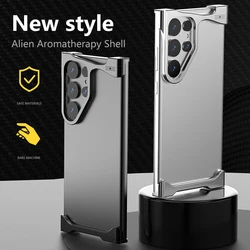 For Samsung Galaxy S23 S24 S25 Ultra S25 Plus Phone Case Irregular Titanium Alloy Bumper Shell With Borderless Protective Cover