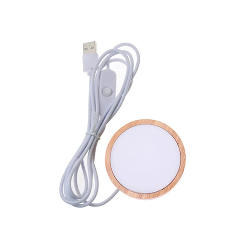 1/2/4Pcs Round Wooden LED Night Light Base for Decorative Holder Display Stand For Crystals Glass Ball Decor Art Ornament