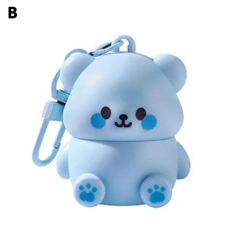 LLavero 2 en 1, lápiz labial para niños, cuidado con sabor afrutado, brillo hidratante para labios, bonito oso, agrietamiento, bálsamo L G9f9