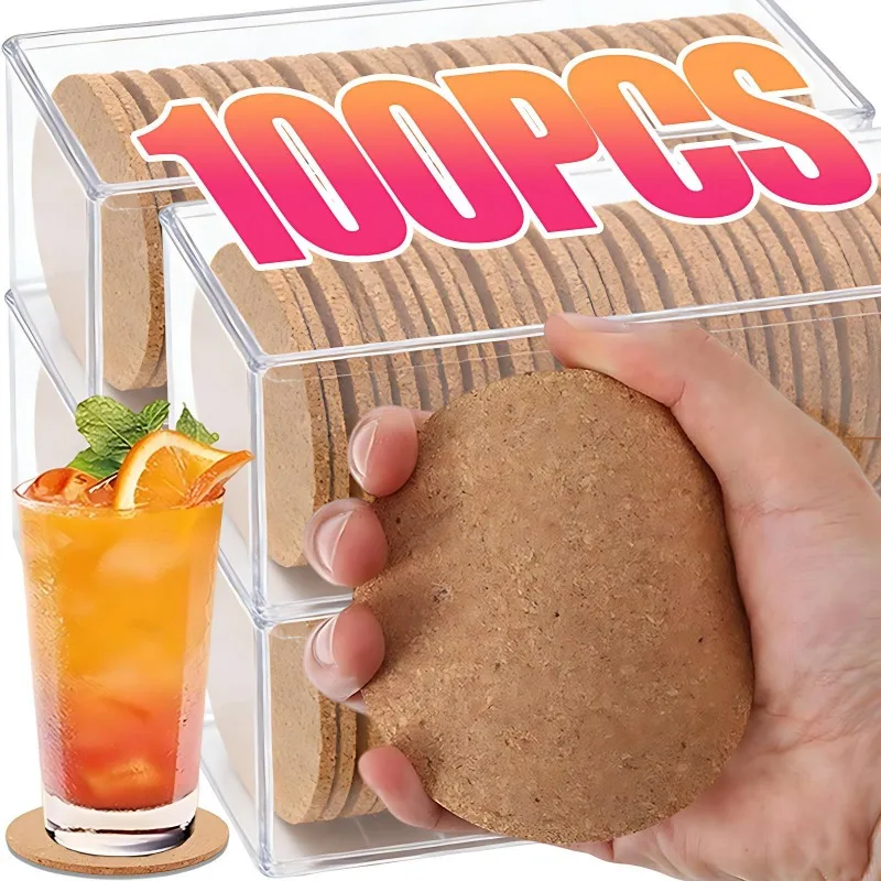 

100/1 шт. нескользящая пробковая подставка из натурального дерева, коврик для чашки, теплоизоляционные подушечки, кружка для чая, кофе, держатель для напитков, аксессуары для декора стола