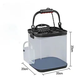 Cubo para peces vivos plegable de EVA transparente con tapa de red
