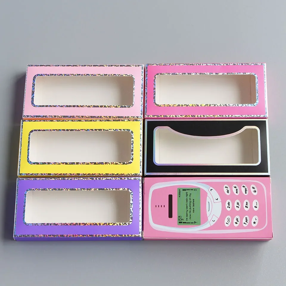 Newest 50 Pcs/Lot Colors Eyelash Cases Box Packaging Bulk Wholesale Black/Pink/Purple Empty Lash Paper Boxes Package