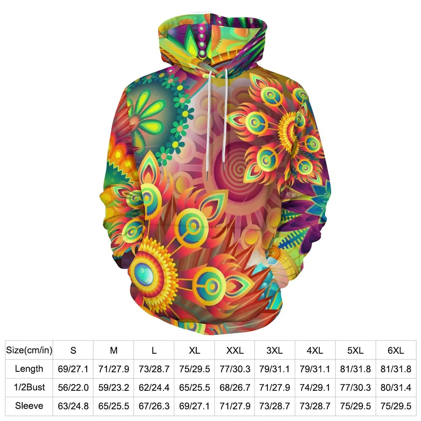 Flower Power Casual Hoodies Man Vintage Floral Print Aesthetic Hooded Sweatshirts Autumn Long Sleeve Street Wear Oversize Hoodie