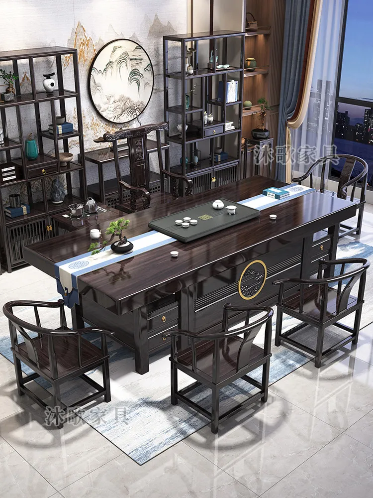 CX new Chinese tea table and chair combination solid wood tea table office coffee table tea set integrated