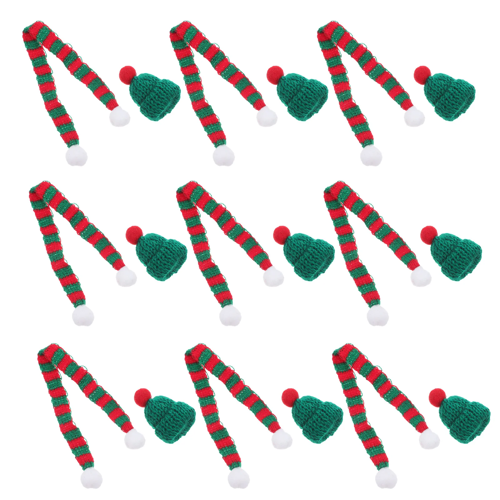 20Pcs Mini Christmas Knitting Hats and Scarves Christmas Mini Knit Hat Craft Supplies Xmas Decoration Set Santa Knit Hat
