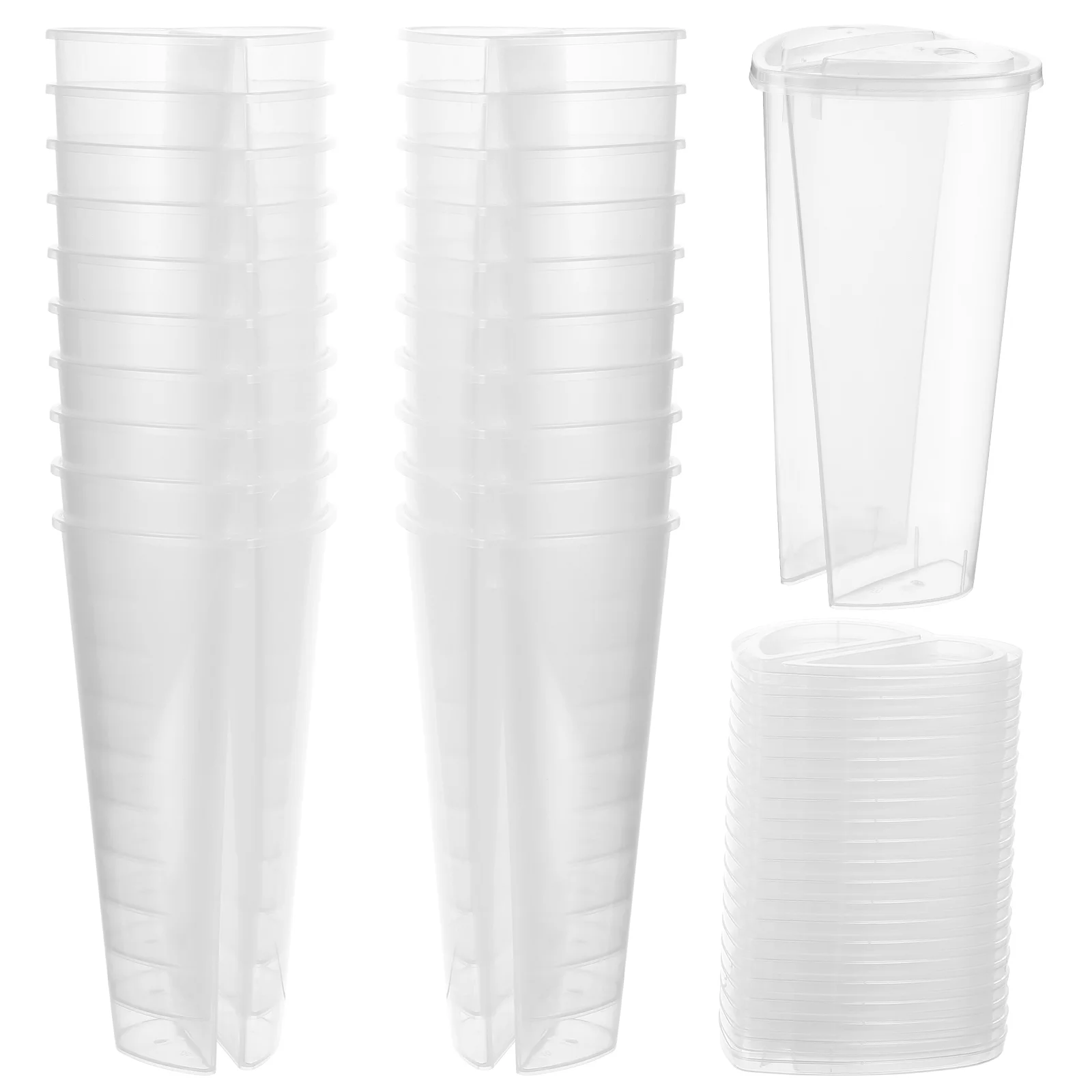 

20 PCS Coffee Drinks Double Grid Cup Cocktail Glass Clear Water Bottles Lovers Tea Cups