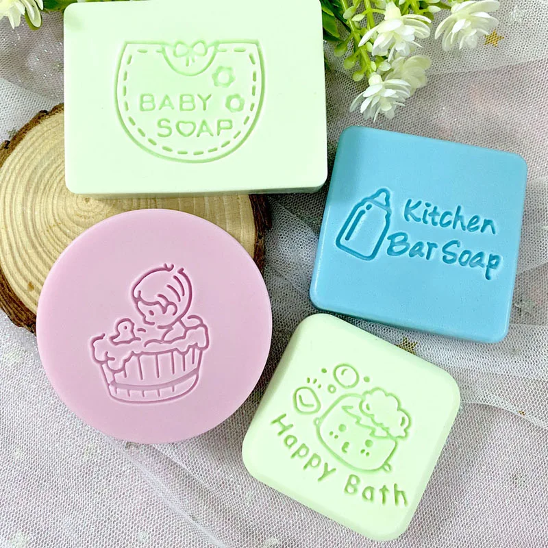 Soap Stamp Acrylic Transparent Stamp Handmade Soap Words Embossing Stamp Personality Cartton Animal  Resin Crafts Acrylic Chapte