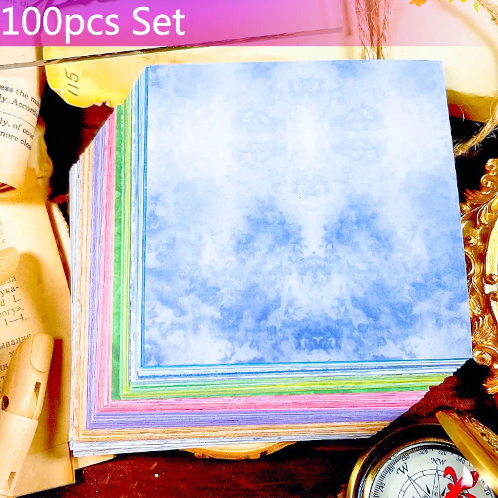 100 Pcs Colorful Texture Background Craft Paper Junk Journal Planner Scrapbooking Vintage Decoupage Decoration DIY Photo Albums view 5