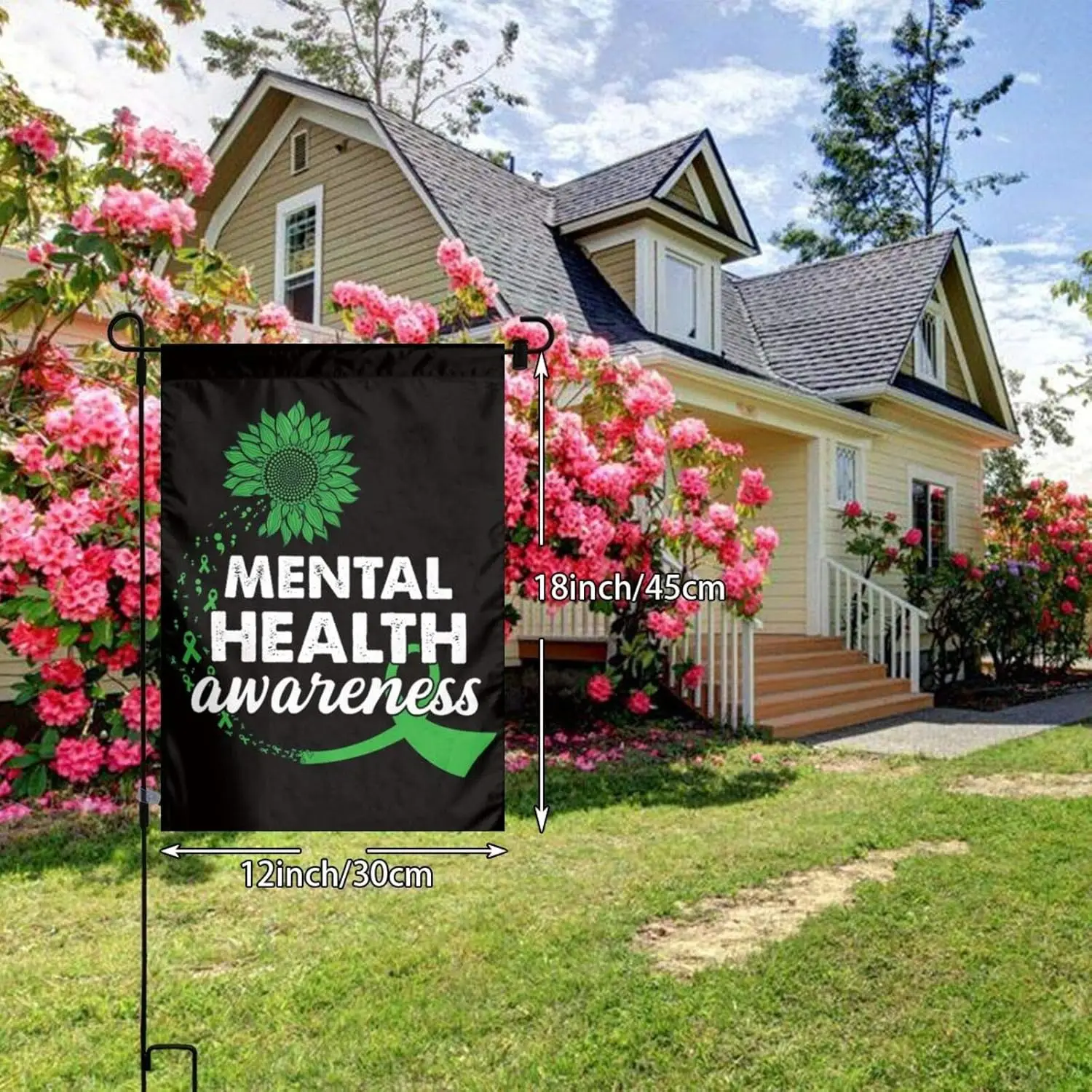 JING Garden Flags 12x18 Inch Mental Health Awareness Beautiful Personalized Patterns-Durable & Fade Resistant White