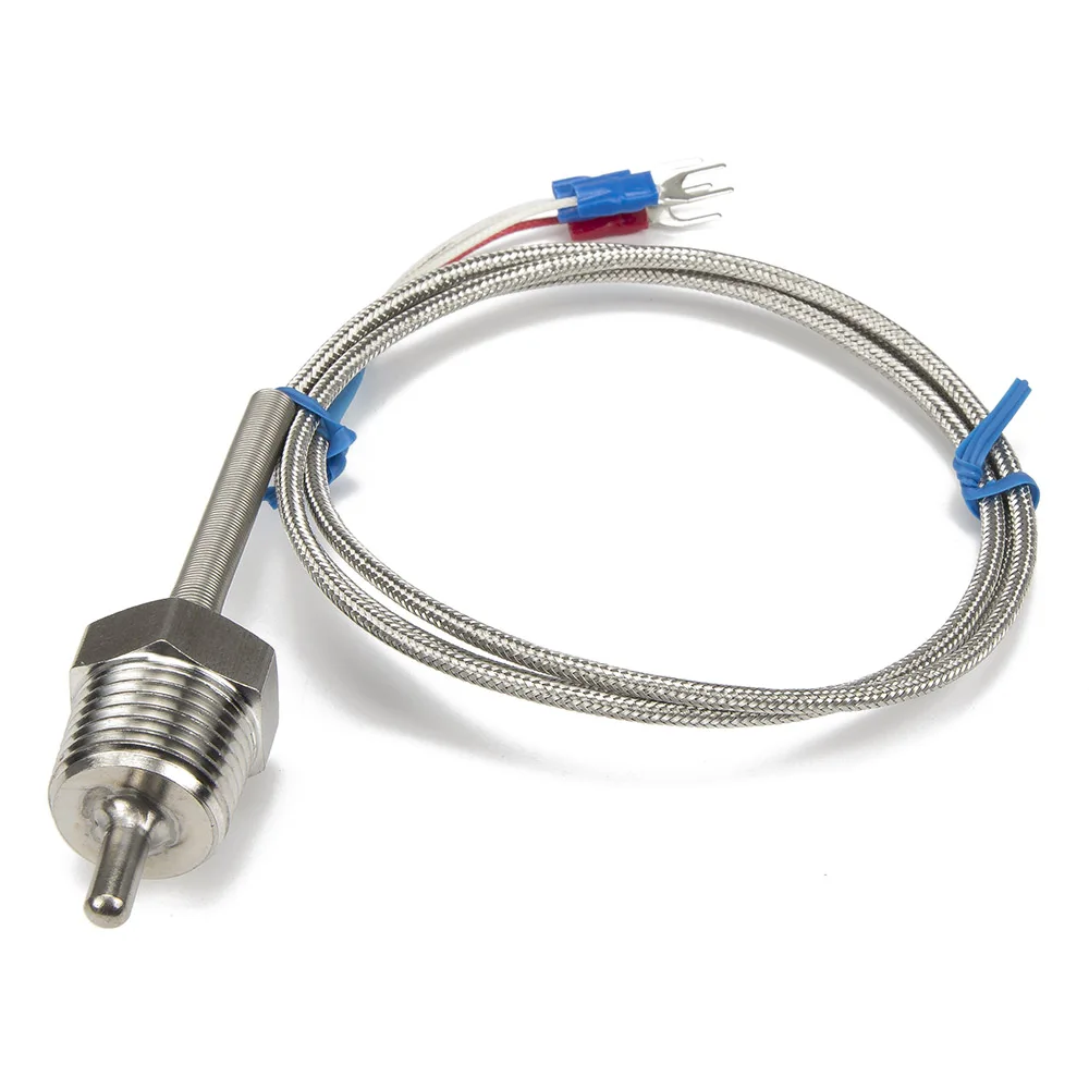 FTARP09 PT100 type 1m metal braided cable 30mm probe head RTD temperature sensor 1/8 1/4 3/8 1/2 3/4 inch thread