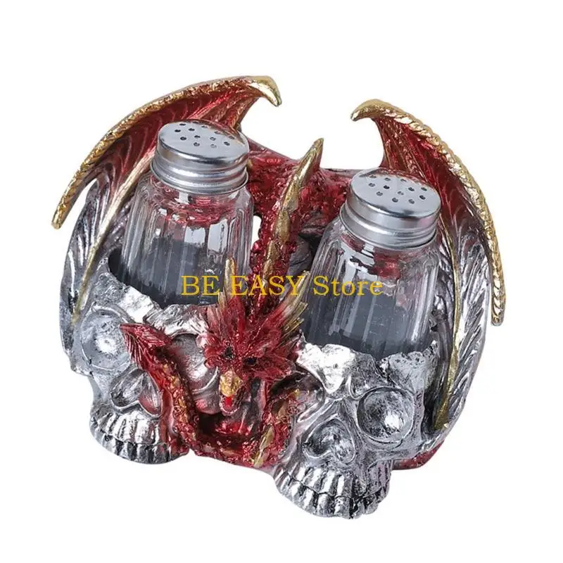 E28F Skull Drink Holder Multifunctional Seasoning Jar Stand Eye Catching Table Ornament Seasoning Jar Holder Resin Texture