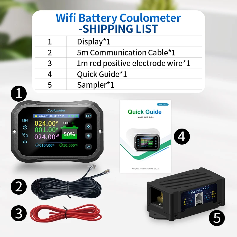 2024 New WiFi Coulomb Meter KM140F Power Volt-Ammeter lithium Lead acid Battery Capacity Indicator RV Battery Monitor