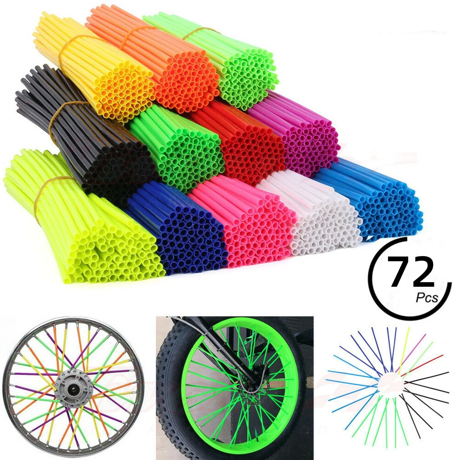 72 Pcs/pack MTB Wheel Rim Spoke Shrouds Skins Covers Mountain Bike Optional Color Decoration Spoke Pipe