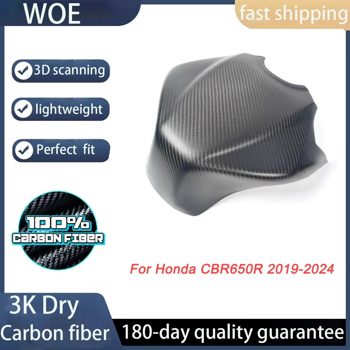 

3K 100% Carbon Fiber For Honda CBR650R 2019 2020 2021 2022 2023 2024 Motorcycle Accessories Fuel Tank Protect Cover Guard