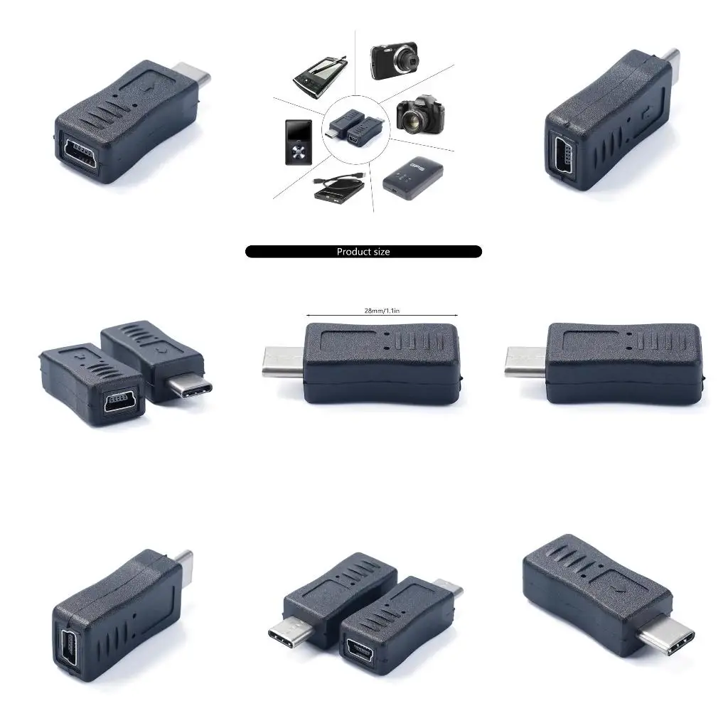 1Pc Type C To Mini USB Adapter USB Type C Male To Mini USB Female Adapter Connector Converter Adaptor For Gamera GPS Phones MP3