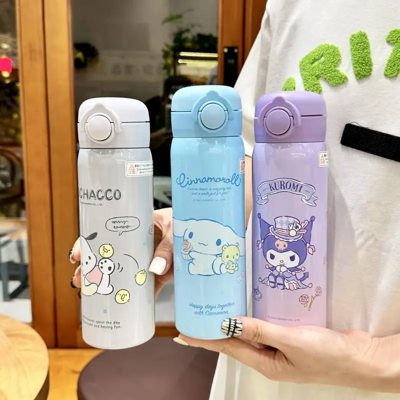 

Sanrio Kuromi Hello Kitty Anime Kawaii Stainless Steel Water Cup Cute Cinnamoroll Large Capacity Portable Bottle Gifts for Girls