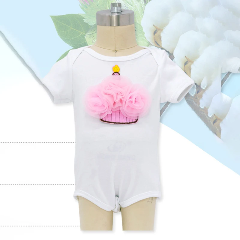 Summer 0-2T Newborn Infant Baby Girls Romper Cotton Infant Romper Playsuit Jumpsuit Baby\'s Birthday First Year Festival Outfit