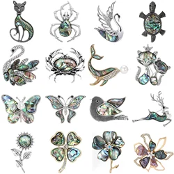 Shell Dolphin Brooches for Women Unisex Pearl Sea Life Animal Plant Pins Office Party Friend Gifts Jewelry Accessories