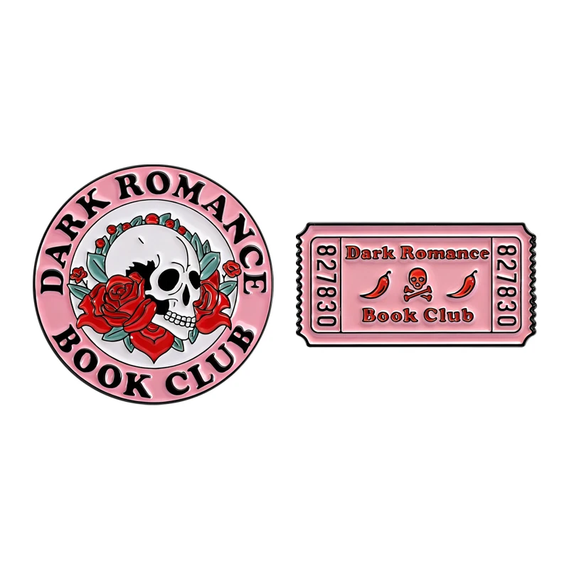 

Dark Romance Book Club Brooch Enamel Pins Punk Skeleton Admission Ticket Brooches Backpack Lapel Badge Jewelry Gift for Friends