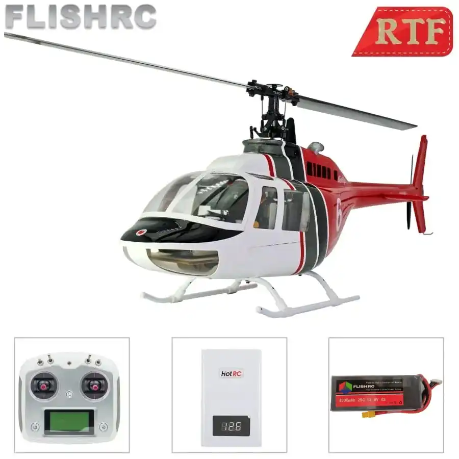 Recensione e Valutazione del FLISHRC Bell 206 450 Size Helicopter Scale V5 Tow Rotor Blades 6CH GPS con L7 Flight Control RTF FLISHRC Helicopter