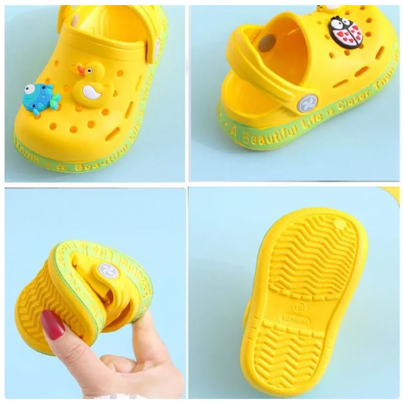 Sandales d'été pour enfants, pantoufles de plage et de jardin, motif de dessins animés mignons, chaussures de bébé à trous, diversification, nouvelle collection 2024