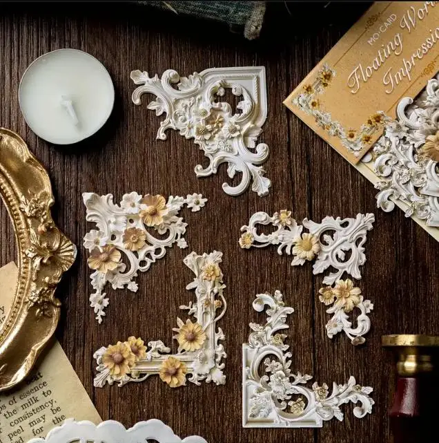 20 Pieces Of Antique Lace Embossed Corner Frame Paper Cuttings Set DIY Handicrafts For Collage And Background Decoration