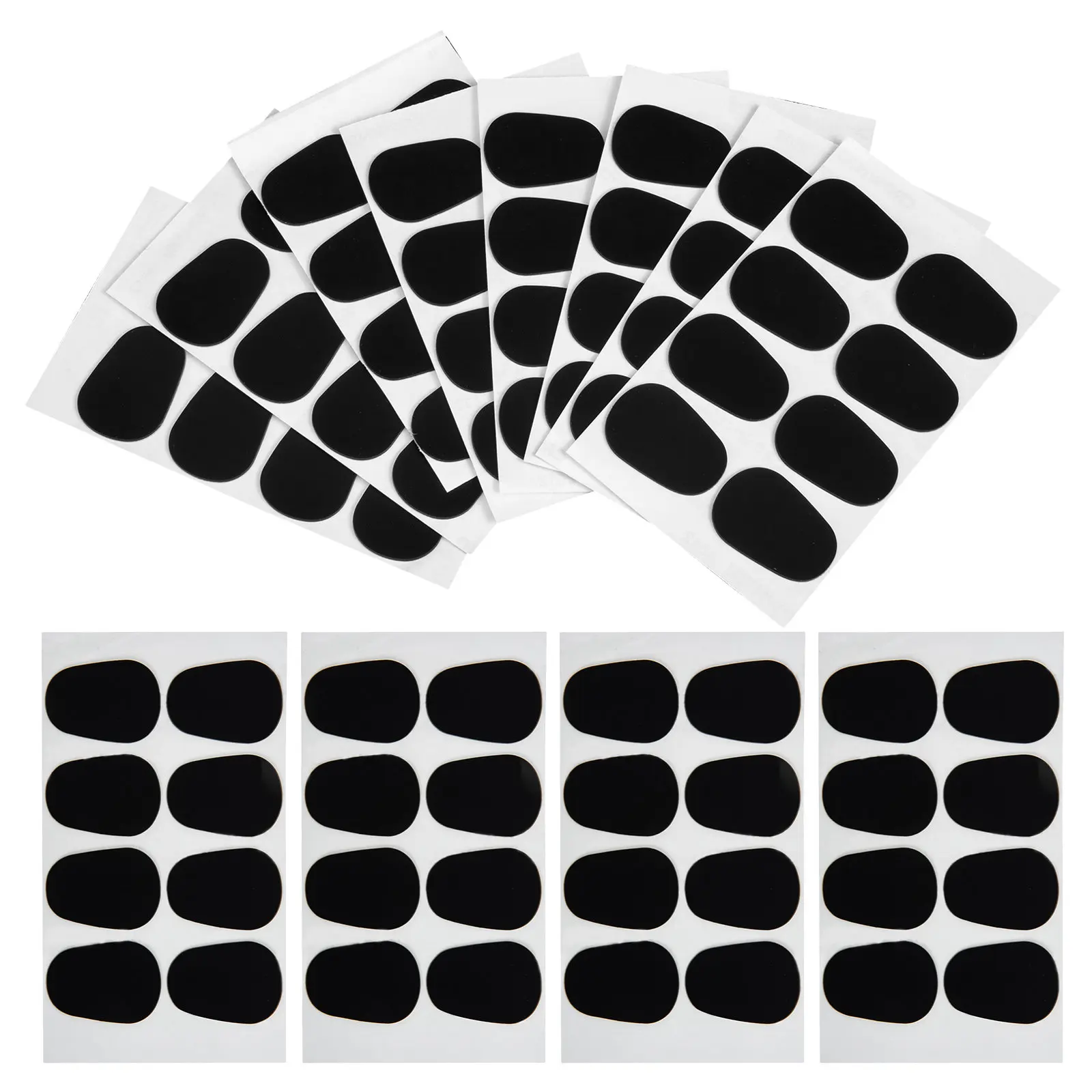 96Pcs Sax Tooth Pad Black Oval Mouthpiece Cushion Thin Anti Slip Saxophone Bite Pad Rubber Clarinet Parts Mouthpiece Cushion