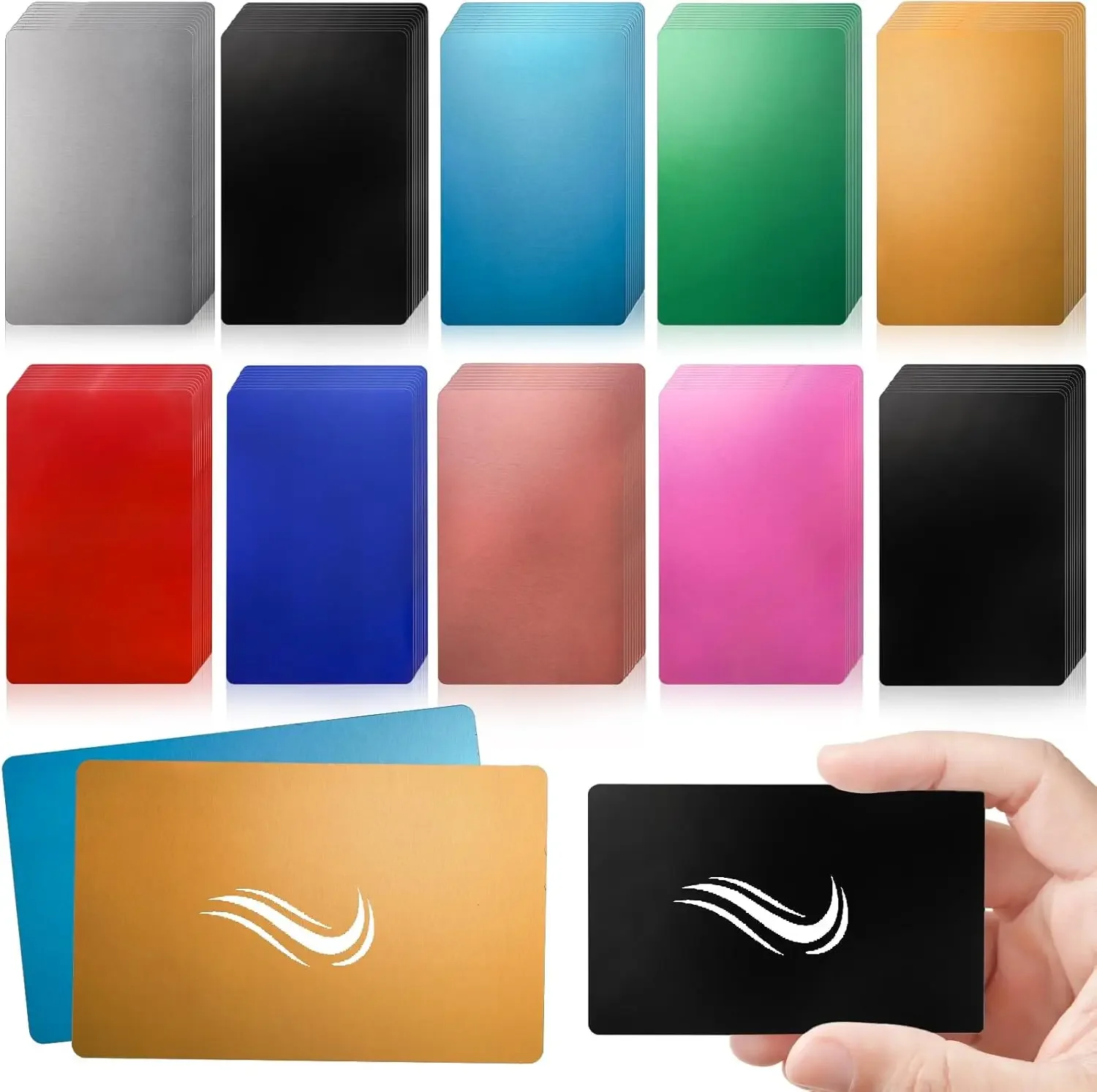 10 Buah Kosong Kartu Logam untuk Ukiran Laser 10 Warna Lembaran Aluminium Ukiran Bisnis Kosong Kartu DIY untuk Rumah 86*54*0.2Mm