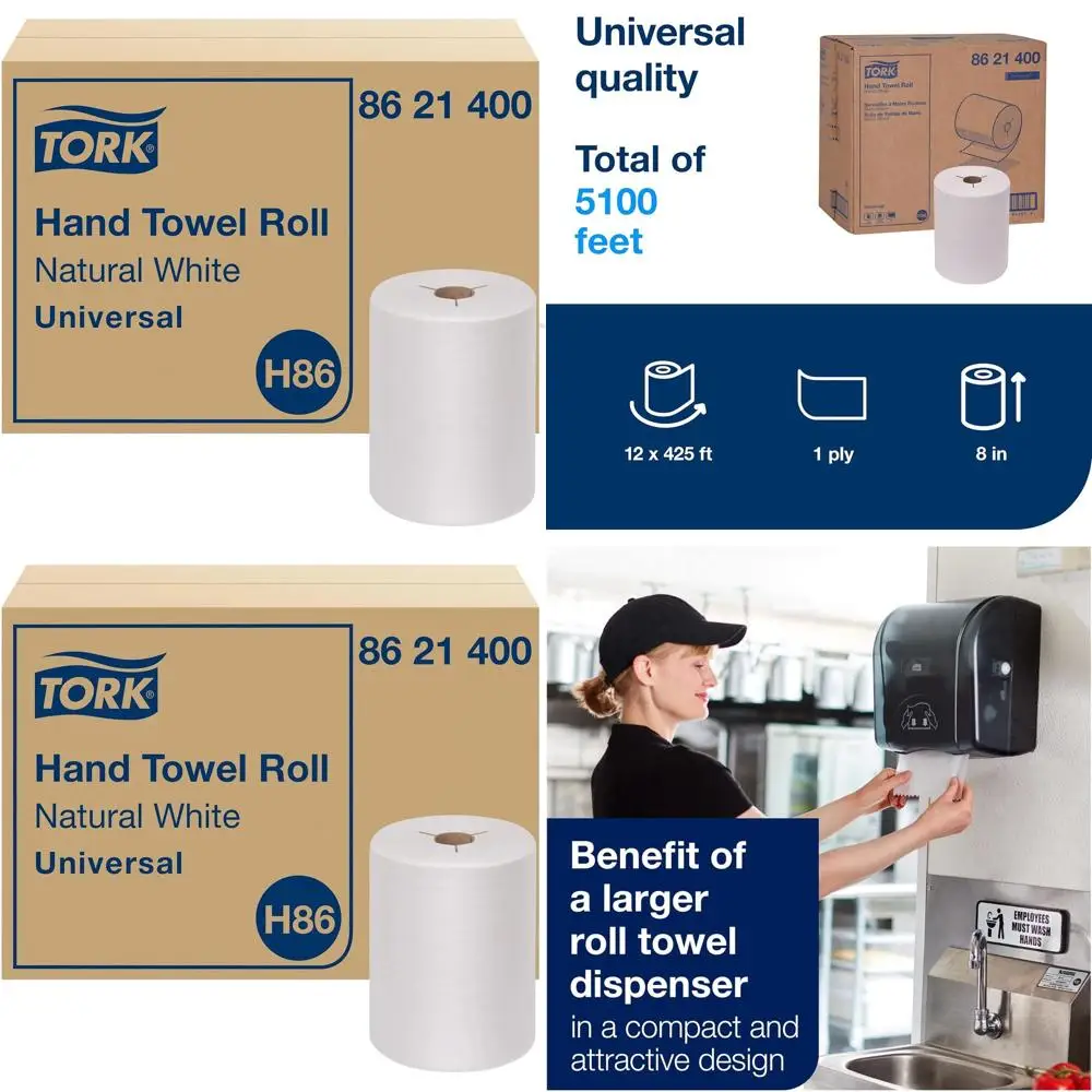 

Recycled 1-Ply White Hand Towel Roll, 12 Rolls, 425 Sheets Each