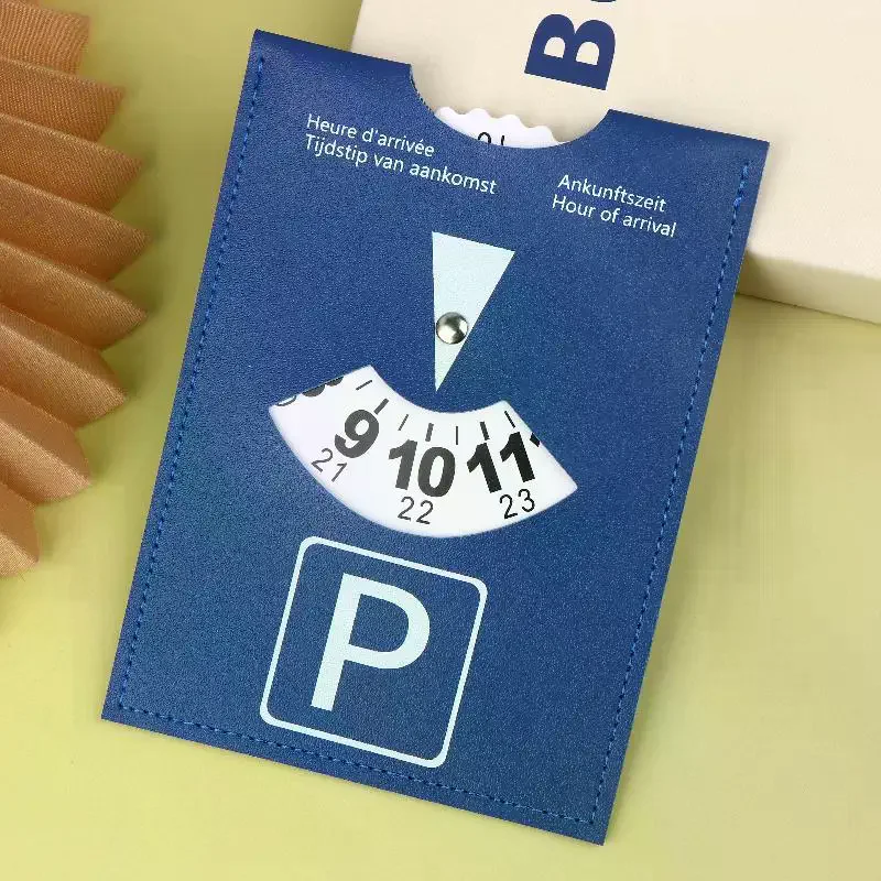 NEW* PU Leather Parking Disc 4 Language Version Durable & Water-Resistant Arrival Timer For Car - Universal European Design