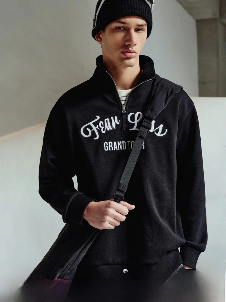 Sudadera con Capucha Holgada para Hombre Jack Jones, Cómoda para Primavera, Combinable con Todo, Bordado de Letras en el Pech...