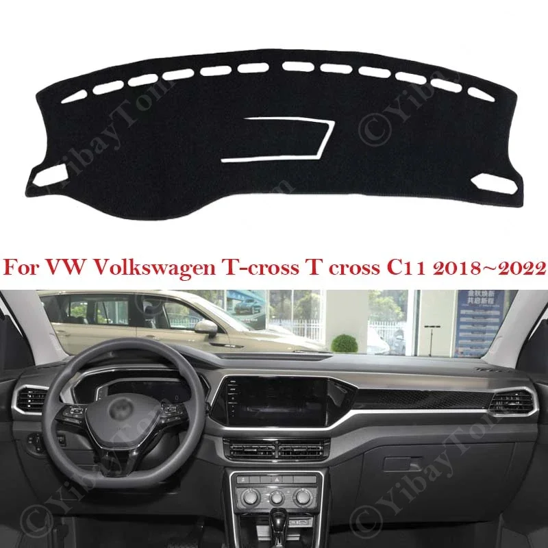 Couverture de tableau de bord en polymère, tapis, pare-soleil, accessoires Lea, VW Volkswagen T-cross, T cross C11, 2018 ~ 2022, 2019, 2020 Prada