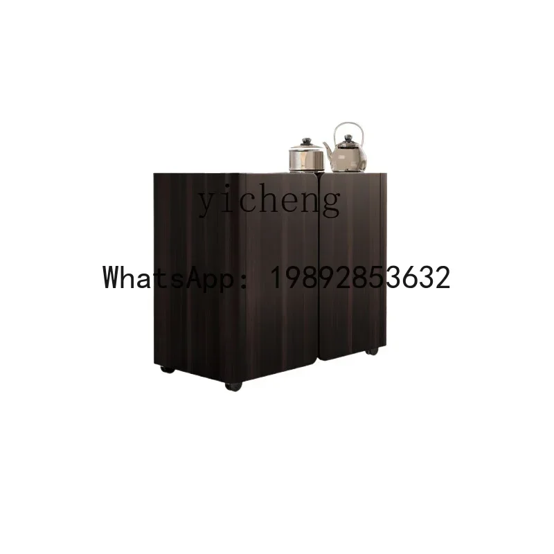 LYYTqh Solid Wood Small Coffee Table Movable Balcony Tea Cabinet Trolley Sofa Side Table Tea Making
