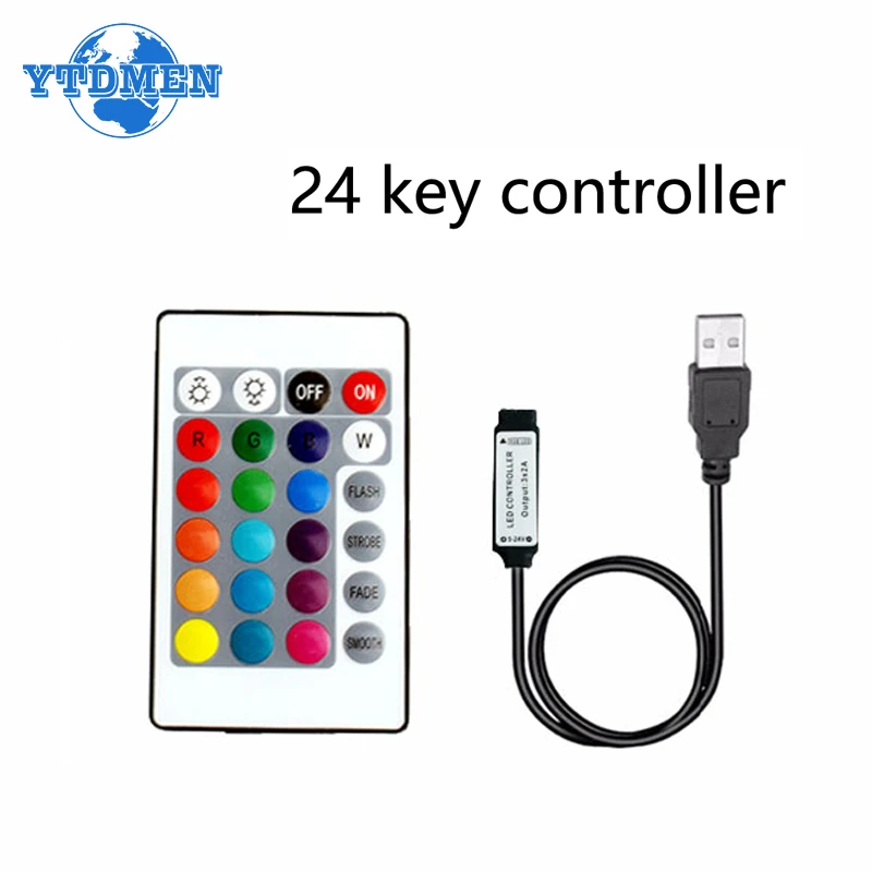 

LED Strip 24key RGB Controller USB 3key Mini DC 5V 24V LED Lights Control Simpl Dimmer For 5050 Strip Lights TV Backlight 4Pin