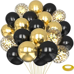 16pcs Black and Metallic Gold Balloons for Birthday New Year Wedding Graduation Party Baby Shower Decorations