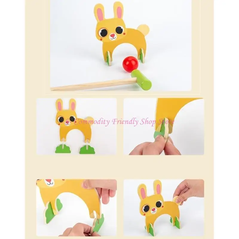 가족 잔디밭 활동을 위한 귀여운 동물 디자인을 갖춘 85AE 어린이 야외 크로케 게임