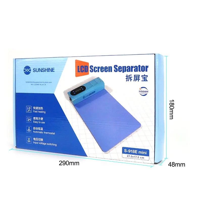 SUNSHINE S-918E-miniseparador de pantalla LCD, almohadilla separadora de escenario de calefacción para iPhone, iPad, Samsung, HUAWEI