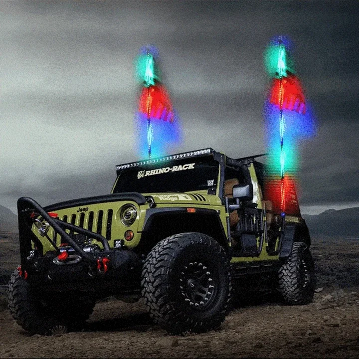 1FT LED Whip Lights with Remote Control and APP Chase Lighted Led Whips Light for UTV, ATV RZR Can-Am SXS Polaris Off-Road Truck