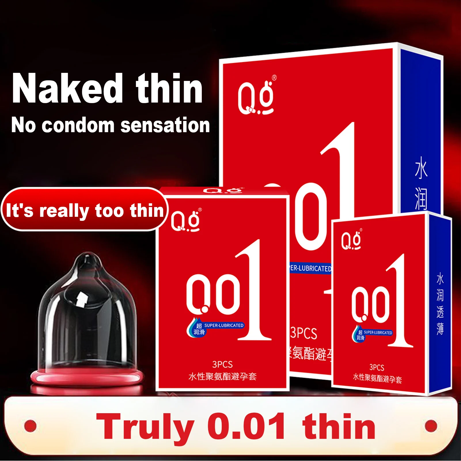 0.01 Fama Ultra Thin Condoms Super slim Polyurethane sensitive Condoms doubling lubricated ultrathin penis sleeve Adult sex toys