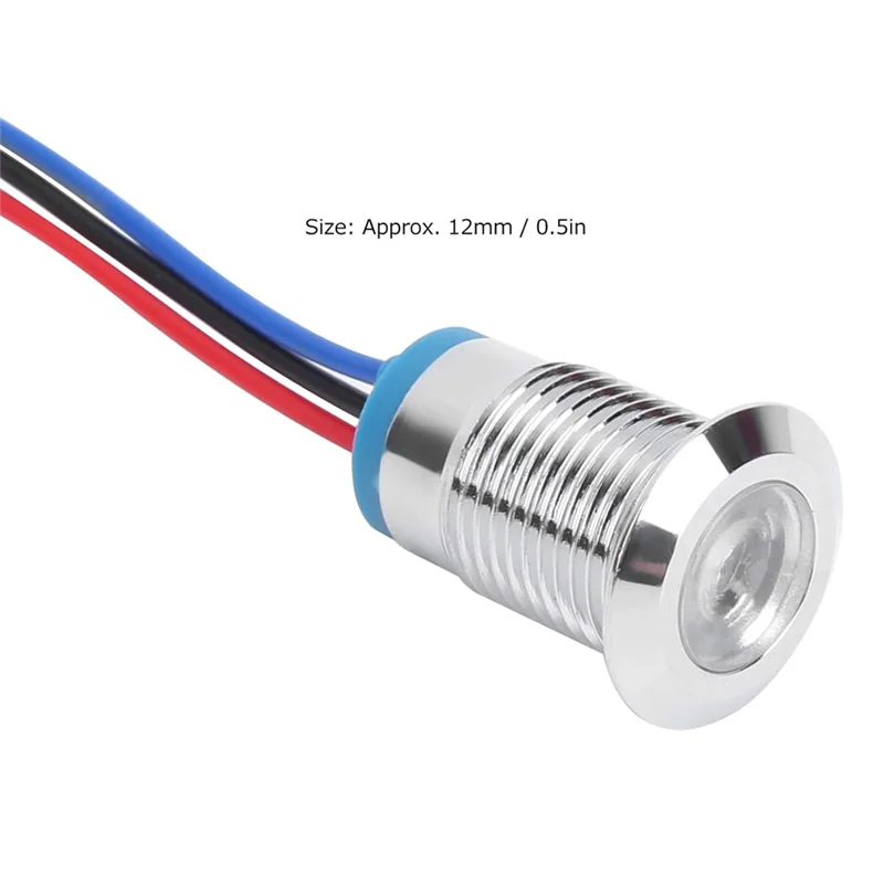 ABCL 사전 유선 LED 표시기 12Mm 12V-24V 이중 색상 공통 양극 LED 조명(빨간색 파란색), 버튼 및 표시기