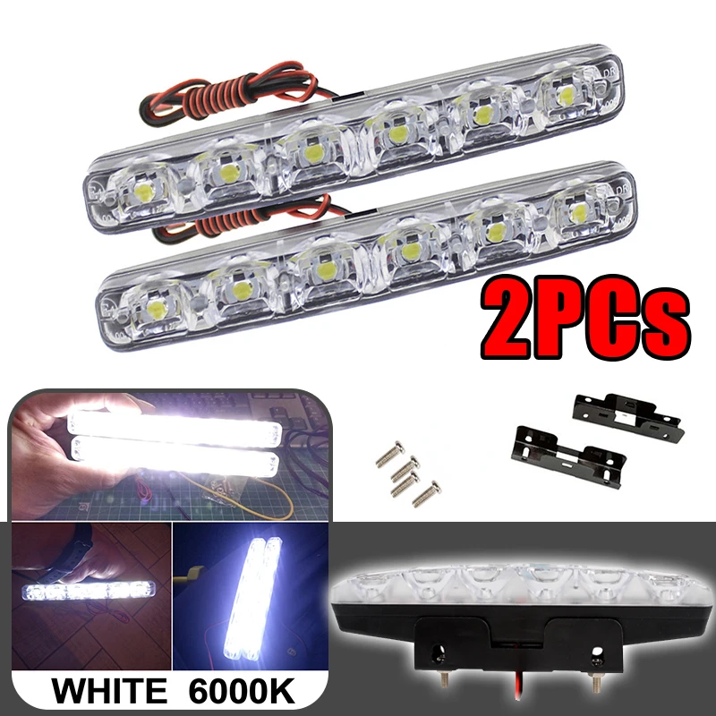 6LED DRL Światła do jazdy dziennej 12V Super jasne Elastyczne wodoodporne samochodowe światło motocyklowe Montaż świateł przeciwmgielnych do jazdy