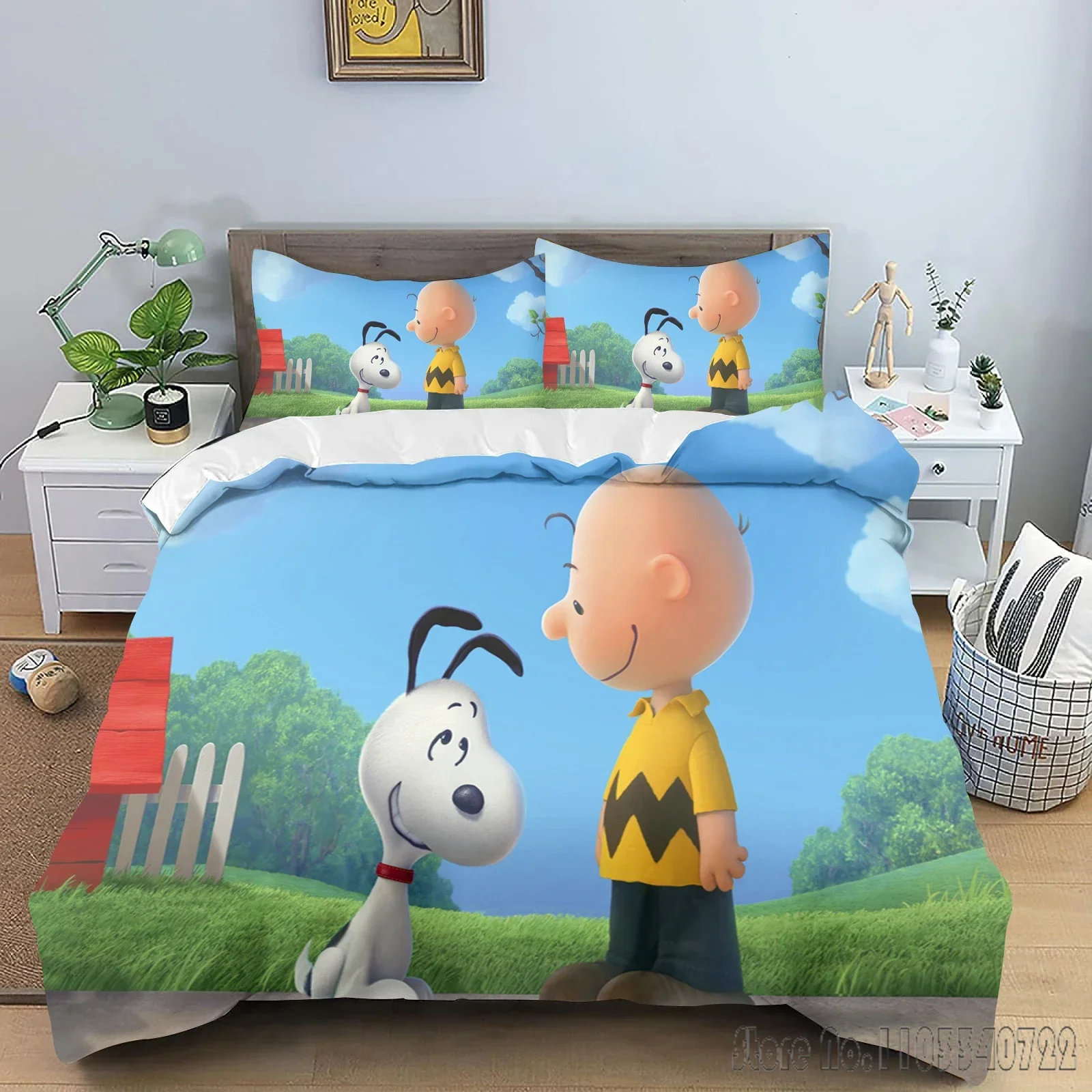 Admire Snoopy Quilt Cartoon Love Child Duvet Cover Set HD Comforter Cover Bedclothes for Kids Bedding Sets Bedroom Decor